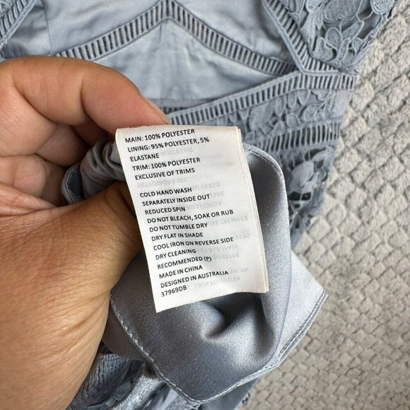 Bardot Botanical Lace Overlay knee‎ dress Size 8 100% Polyester Dusty Blue - Picture 4 of 13